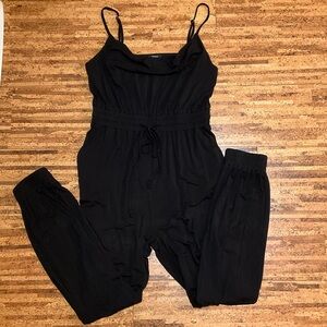 Black Sleeveless Jumpsuit with Drawstring Waist